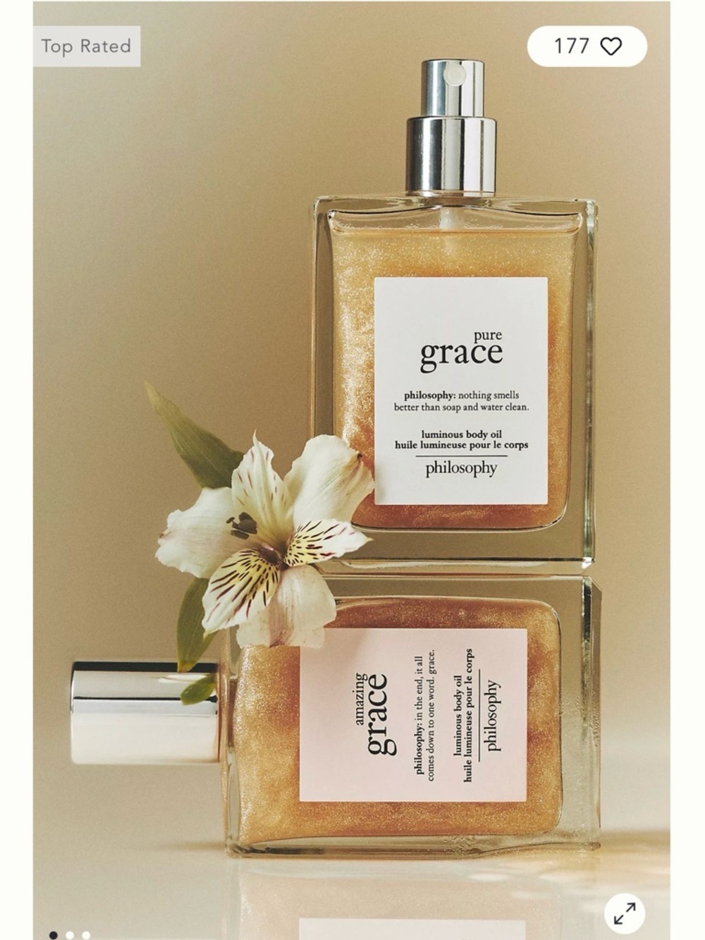 Philosophy Pure Grace Luminous Body Oil - Shimmering Gold Bottles 🪴firm🪴 - Picture 1 of 5